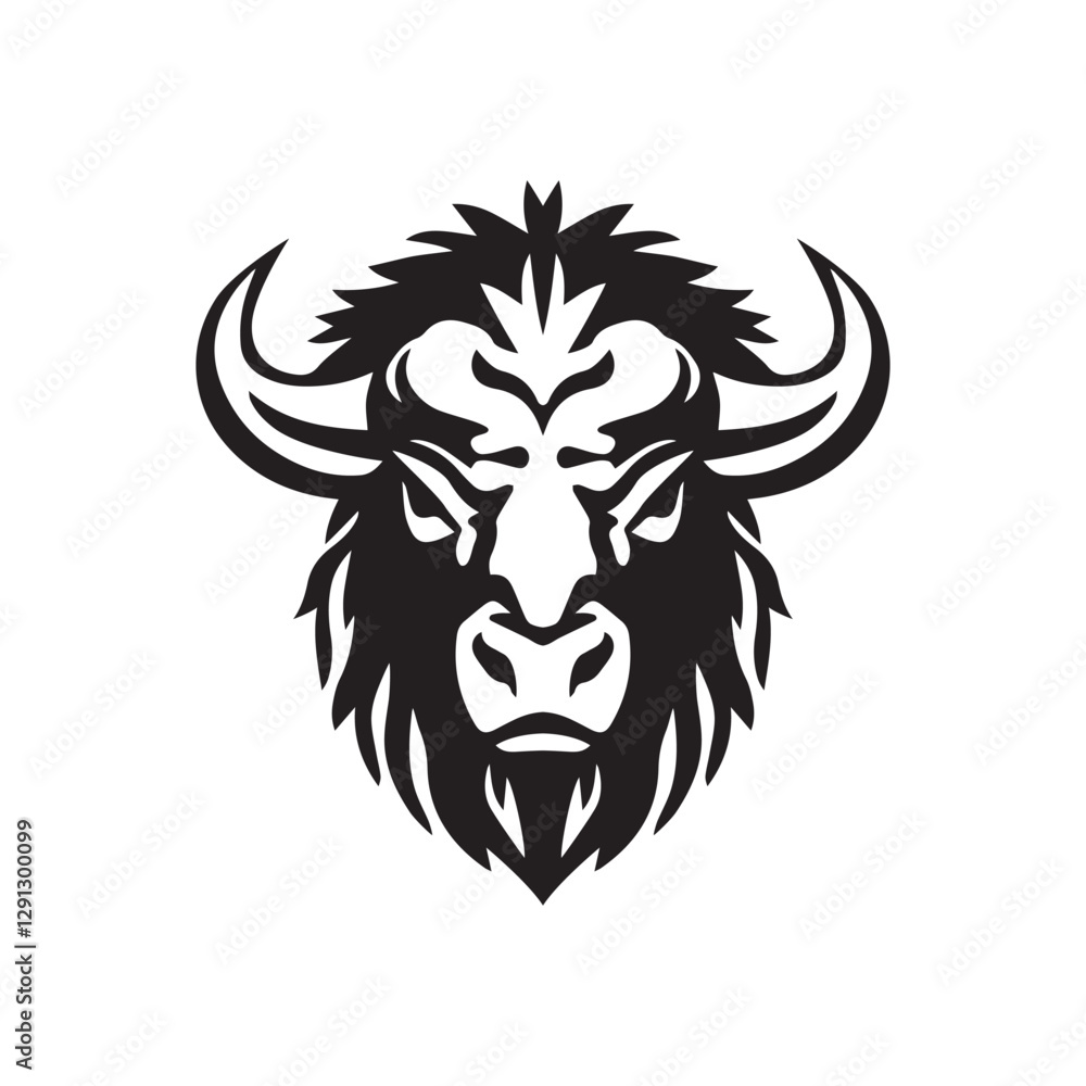 Fototapeta premium Bison Head Logo Design Silhouette Vector Illustration