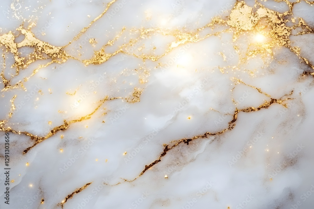 Elegant White Marble Texture with Golden Veins and Sparkling Accents Elegant White Marble Texture with Golden Veins and Sparkling Accents