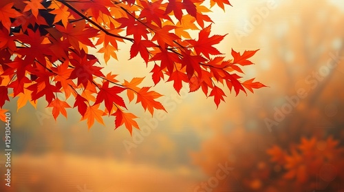 Acrylic painting with warm autumn colors, soft cinematic haze, earthy and cozy feel, vibrant colors, textured brushstrokes, soft focus, hazy background