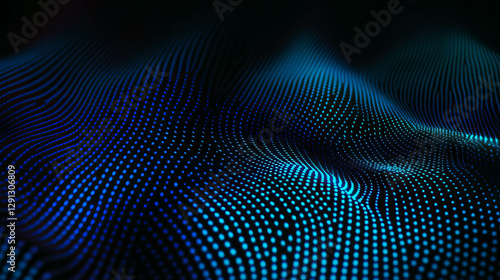 Dynamic background of blue light waves and sharp contrasting highlights