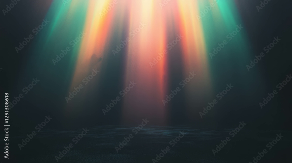 Obraz premium Colorful rainbow spotlight on dark background for creative design