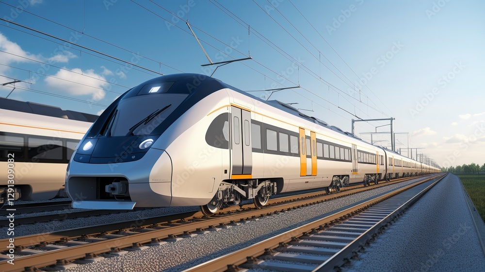 Fototapeta premium A photo of a dual-level modern passenger train.