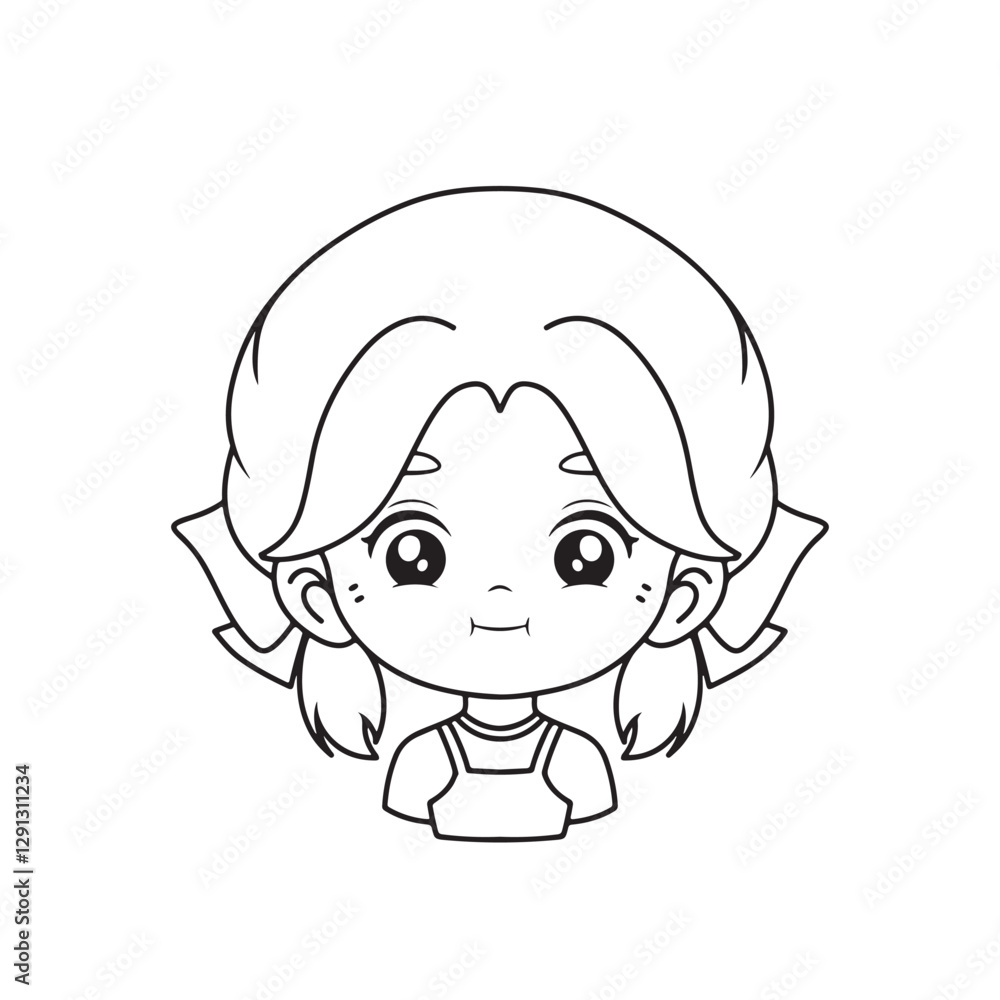 cute little girl face cartoon character vector illustration line style design icon cute little girl face cartoon character vector illustration line style design icon