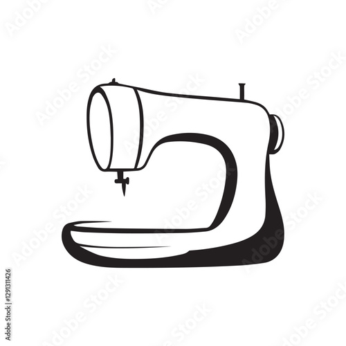 Creative Minimalist Sewing Machine Logo Design Silhouette Vector Illustration