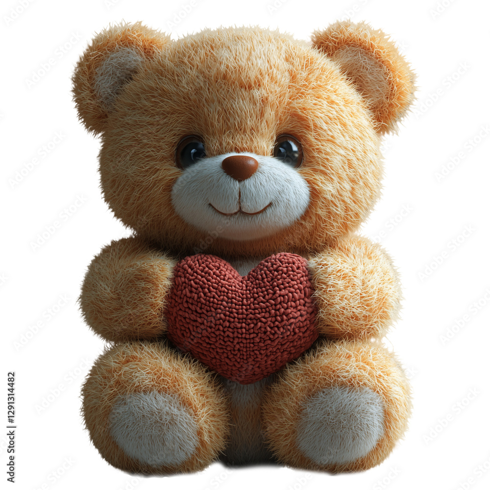 Obraz premium Teddy Bear Holding a Heart – Cute Love and Valentine’s Gift