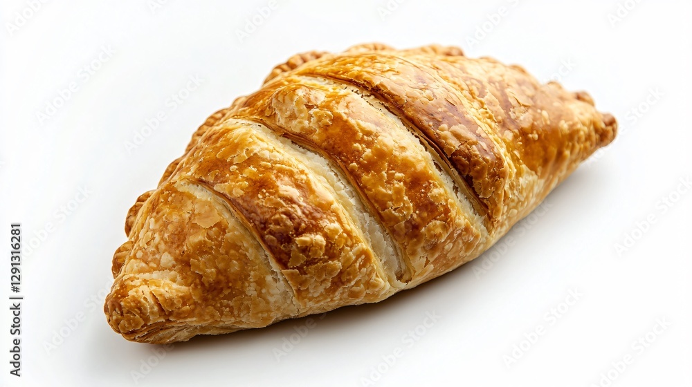 Minimalist cornish pasty photography, isolated on a clean white background with a single delicate garnish Minimalist cornish pasty photography, isolated on a clean white background with a single delicate garnish