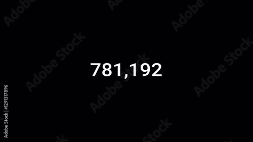 number counter animation from zero to one million on a transparent background, one million Animated counting Numbers from 0 to 1,000,000 with alpha channel for likes, views, amount concepts in 4k.