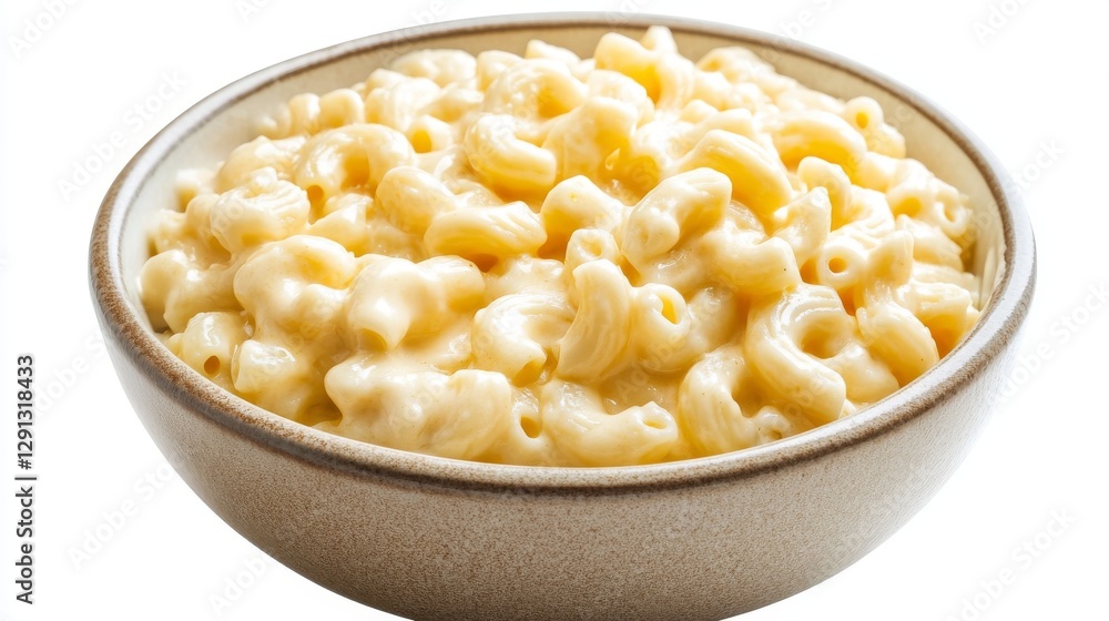 Creamy mac and cheese in a bowl, isolated on white background Creamy mac and cheese in a bowl, isolated on white background
