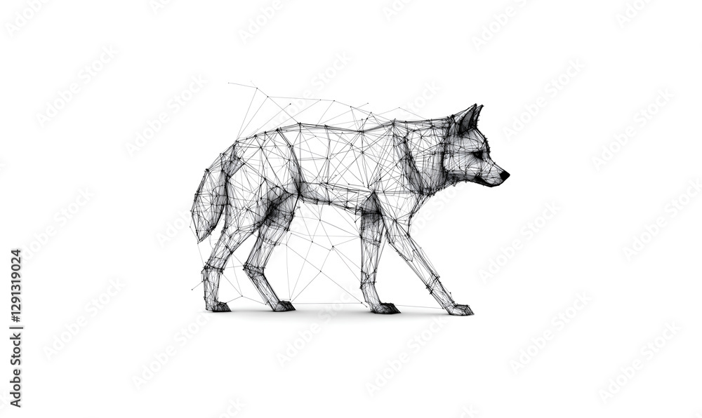 Digital wolf low poly design with geometric tech-inspired style Digital wolf low poly design with geometric tech-inspired style