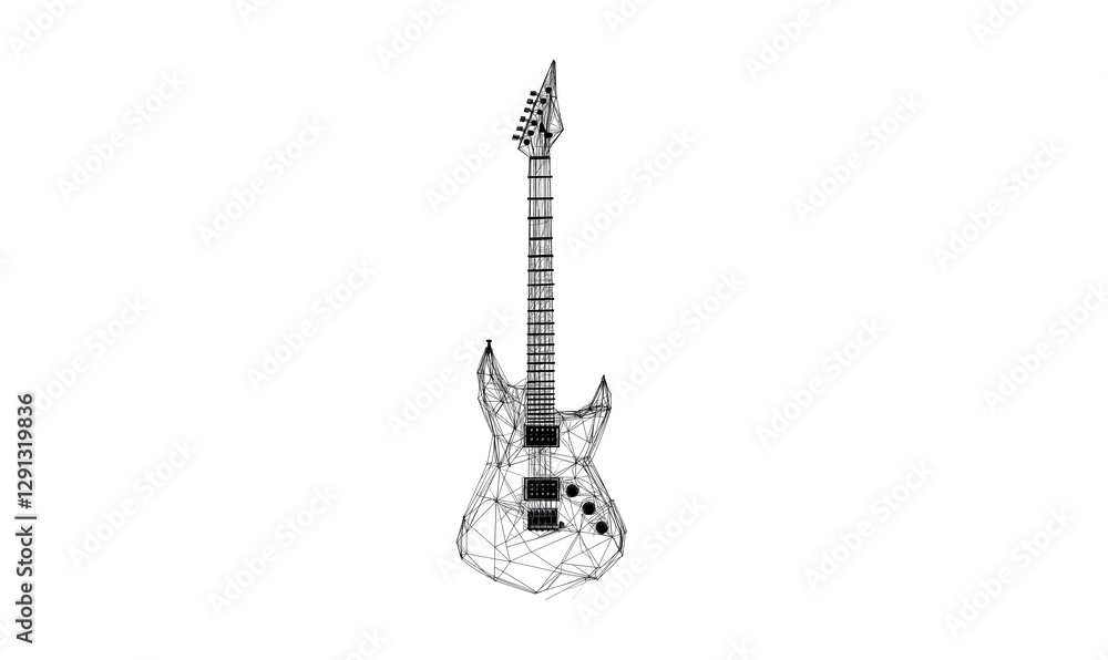 Obraz premium Electric guitar low poly technology background with abstract polygonal digital design