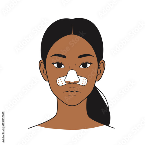 Nose Injury & Healing: An illustration showcases a person with a bandage applied to their nose, symbolizing the recovery process. 