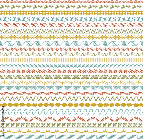 Hand Drawn Embroidery Stitch Borders
