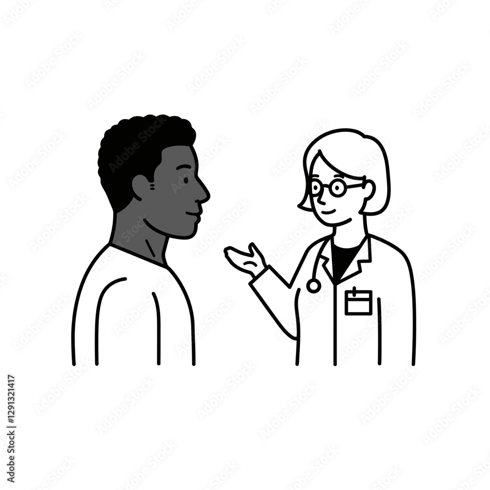 Consultation: A medical professional consults with a patient, highlighting the essence of care, diagnosis, and communication. Representing the essential bond between a doctor and a patient. Consultation: A medical professional consults with a patient, highlighting the essence of care, diagnosis, and communication. Representing the essential bond between a doctor and a patient.