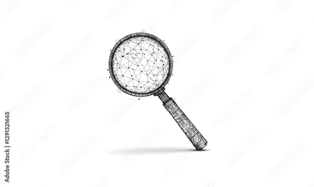 Magnifying glass low poly technology background with abstract polygonal digital design Magnifying glass low poly technology background with abstract polygonal digital design