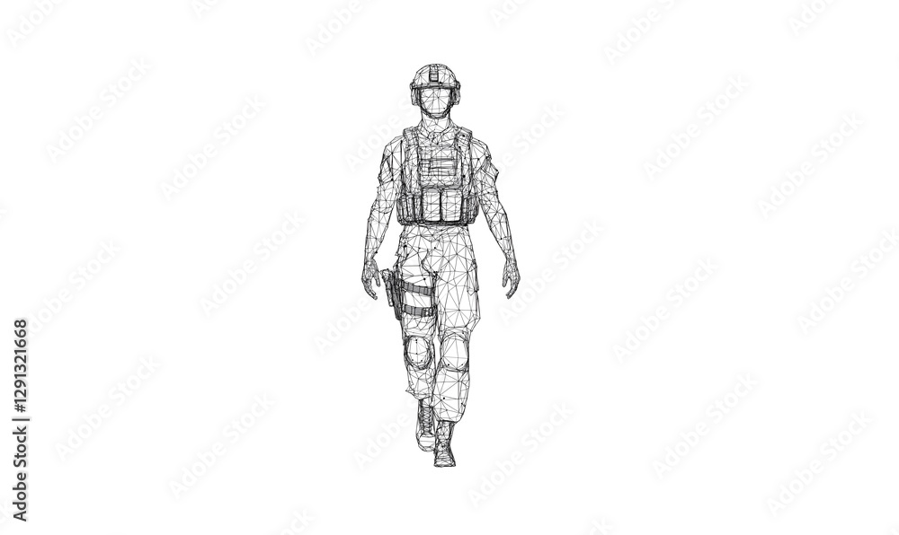 Futuristic low poly soldier background with innovative digital geometry Futuristic low poly soldier background with innovative digital geometry