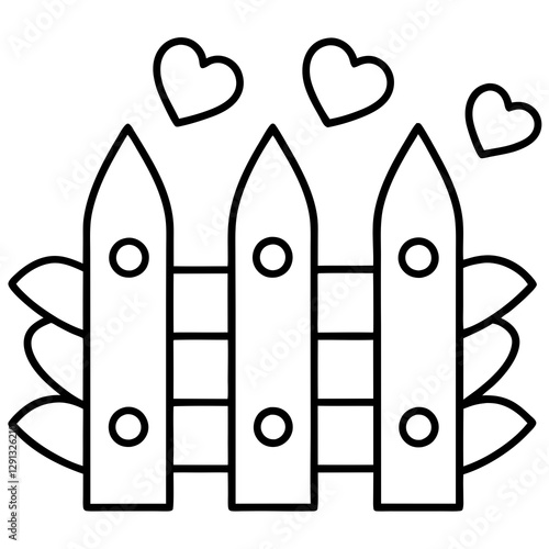 Charming Heart-Inspired Garden Fence Line Art