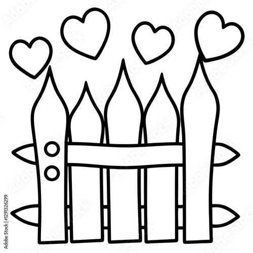 Charming Heart-Inspired Garden Fence Line Art