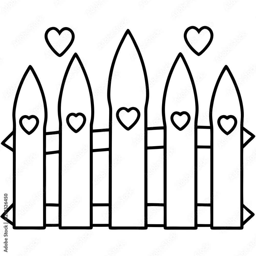 Charming Heart-Inspired Garden Fence Line Art Charming Heart-Inspired Garden Fence Line Art