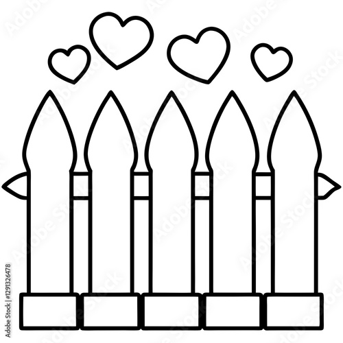 Charming Heart-Inspired Garden Fence Line Art