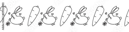 Easter decorative border with bunnies