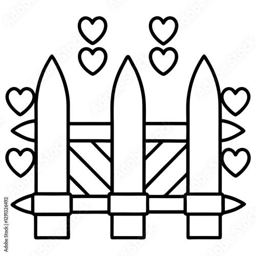 Charming Heart-Inspired Garden Fence Line Art