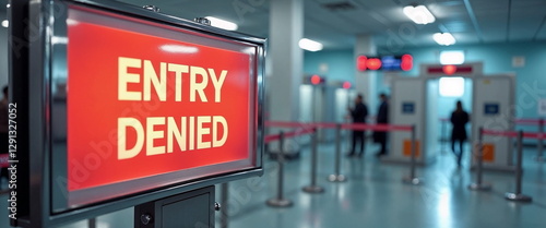 Entry denied sign in airport security area, travel restrictions