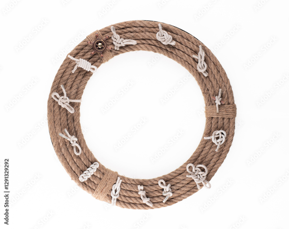 round marine rope frame isolated on white background round marine rope frame isolated on white background