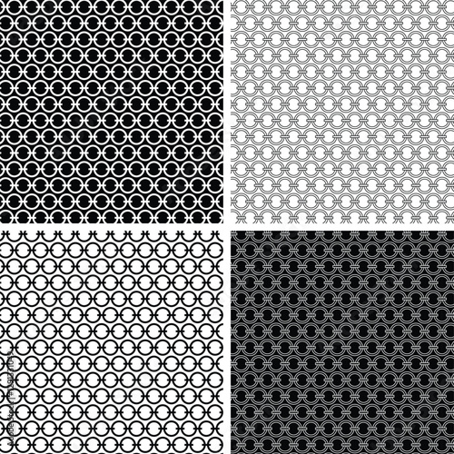 black white seamless geometric vector pattern with circles