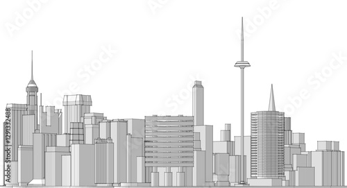 modern city panorama 3d illustration	
