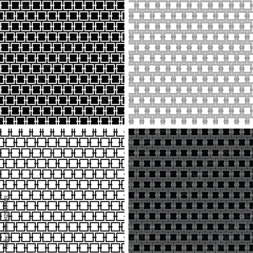 black white seamless geometric vector pattern with squares