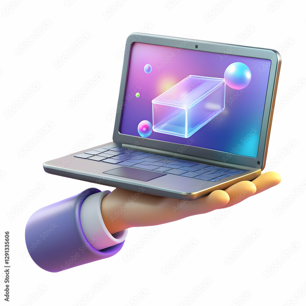 Showcasing Digital Wallpaper Trends: A Hand Presenting a Holographic Device Against an Empty Space Background for Modern Aesthetics in Photo Stock Concept Showcasing Digital Wallpaper Trends: A Hand Presenting a Holographic Device Against an Empty Space Background for Modern Aesthetics in Photo Stock Concept