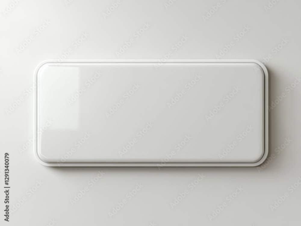 Simple white square button affixed to a pristine white wall for a clean and modern design Simple white square button affixed to a pristine white wall for a clean and modern design