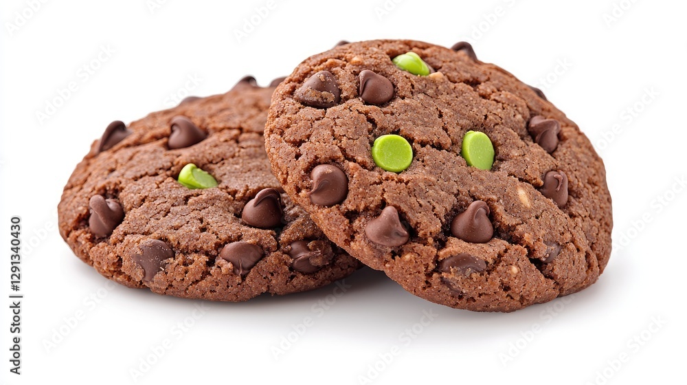 Delicious double chocolate cookies with mint chips Delicious double chocolate cookies with mint chips