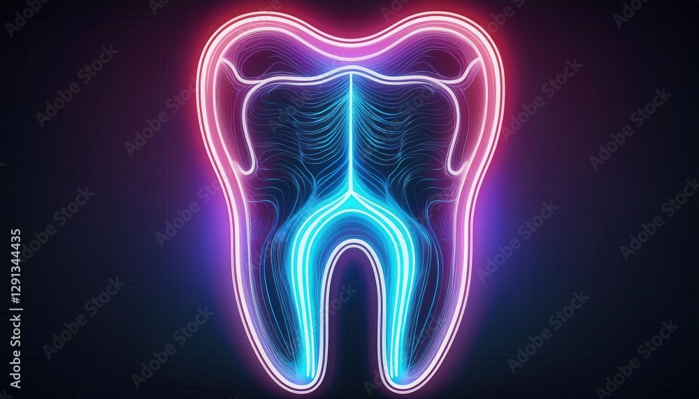 Vivid depiction of a tooth highlighting anatomical features for educational purposes in dentistry Vivid depiction of a tooth highlighting anatomical features for educational purposes in dentistry