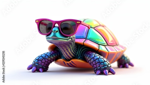 Colorful tortoise with wearing chasma photo