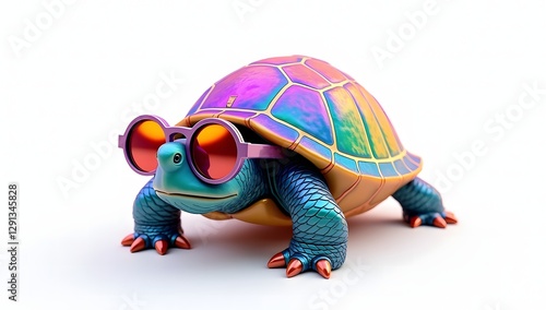 Colorful tortoise with wearing chasma photo