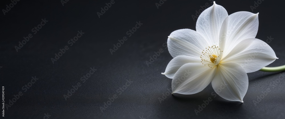 Fototapeta premium A white flower is in the center of a black background