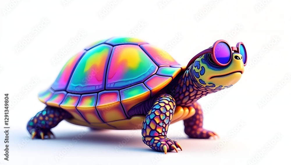 Fototapeta premium Colorful tortoise with wearing chasma