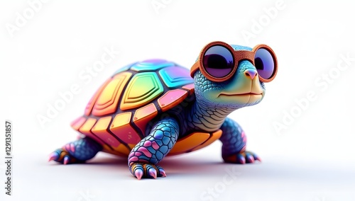 Colorful tortoise with wearing chasma photo