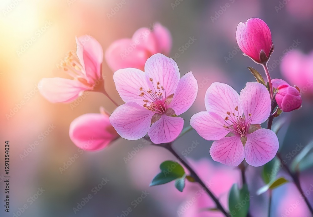 Delicate Pink Blossoms with Soft Light and Bokeh Background Delicate Pink Blossoms with Soft Light and Bokeh Background
