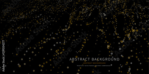 Abstract  background futuristic yellow grid from  circles and dots on black. Technology concept analytical  data.  Banner for business, science and technology data analytics. Big Data.