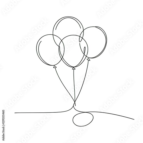 Bunch of balloons in one-line drawing style