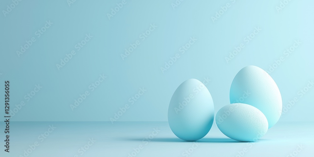 Easter Blue 3d background minimalistic mockup with space for text