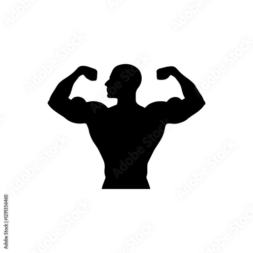 Body builder half body silhouette vector flat illustration design.