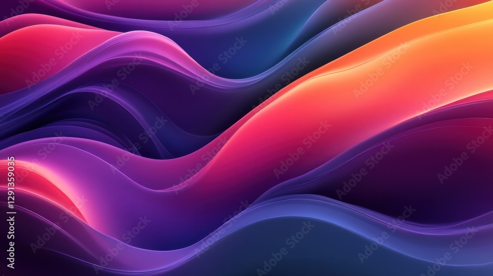Fototapeta premium Abstract Colorful Waves Digital Art: Vibrant Hues and Dynamic Curves