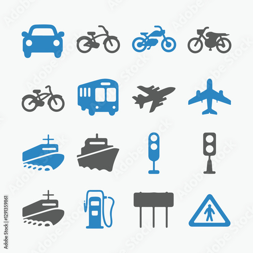 Transportation Icons Set. Editable vector icon. Perfect for web and app interfaces, presentations, info graphics, etc. 
