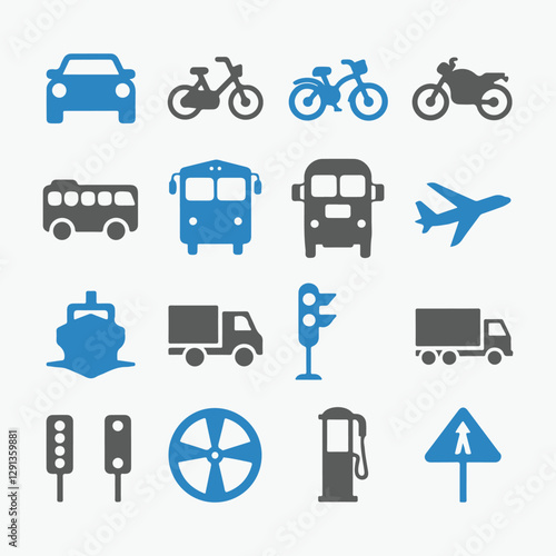 Transportation Icons Set. Editable vector icon. Perfect for web and app interfaces, presentations, info graphics, etc. 
