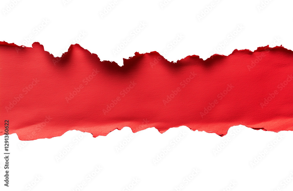 Fototapeta premium Torn Red Paper with Jagged Edges on Transparent Background