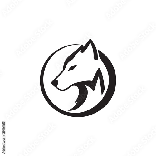 Minimalist Letter M Wolf Head Logo Design Silhouette Vector Illustration