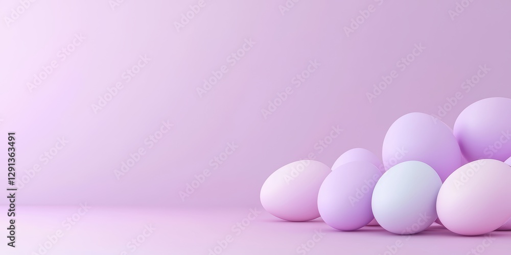 Fototapeta premium Easter Purple 3d background minimalistic mockup with space for text
